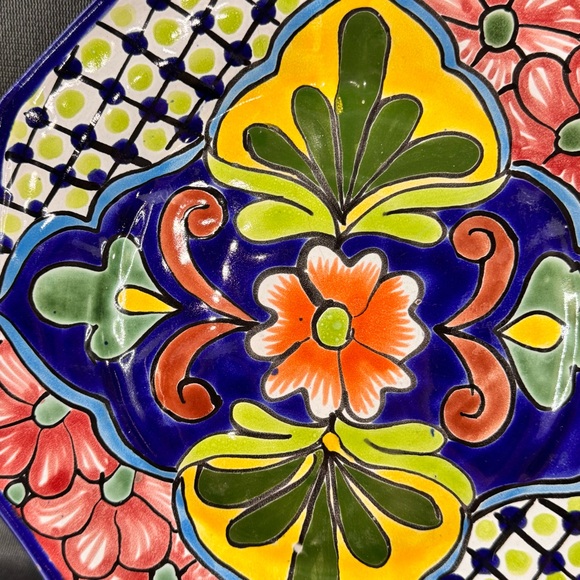Talavera Mexican Redware Pottery Decorative Wall Plate Multicolor - Picture 2 of 4